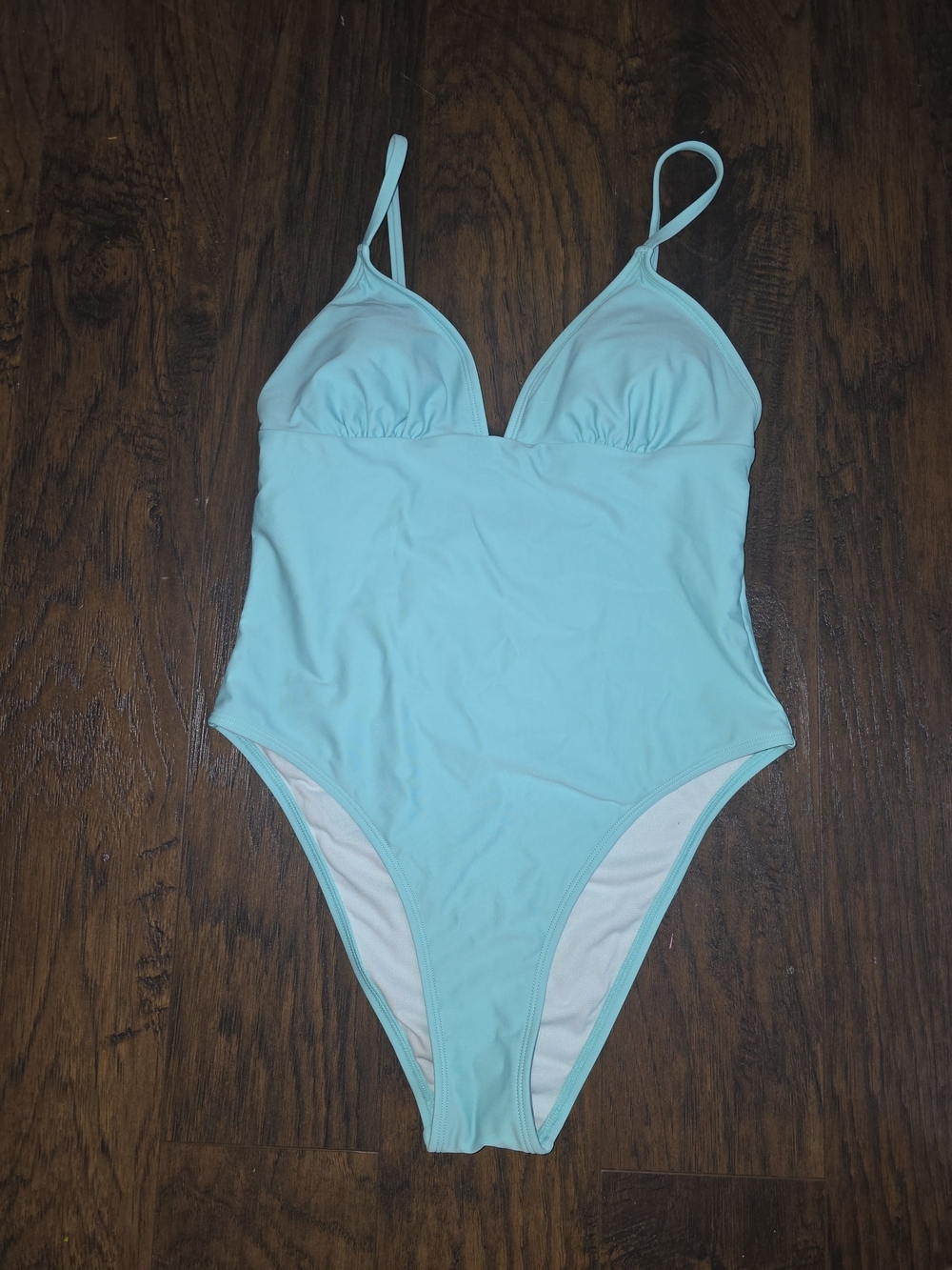 Light Aqua One-Piece Swimsuit with Adjustable Straps
